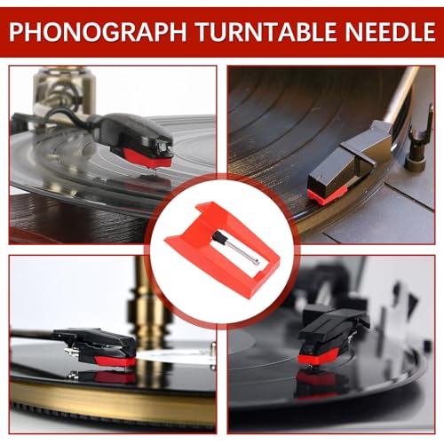 TDUNSYA 3 Stück Plattenspieler Nadel, Diamant Stylus Ersatz, Diamant Nadel Plattenspieler, Austausch Plattenspieler Universal Stylus für Meiste Plattenspieler Phonograph, Vinyl Plattenspieler