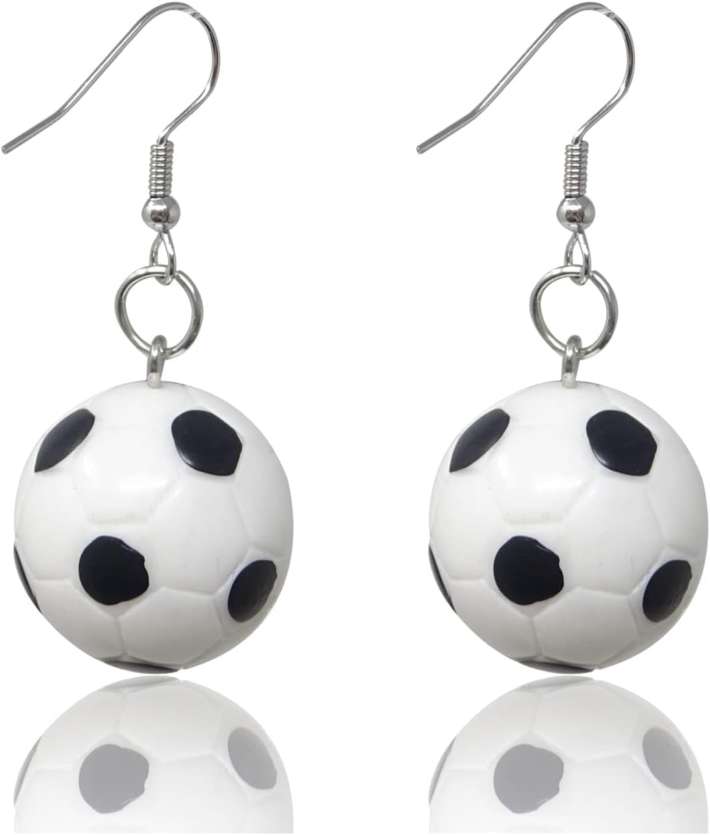 1 Pair Cute 3D Soccer Dangle Earrings Funny Sport Ball Earrings Lovely Sport Theme Jewelry for Soccer Fans Sports Lovers