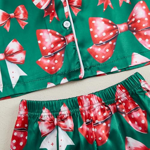 fyclemt Toddler Baby Girl Boy Christmas Silk Satin Pajamas Santa Button Pjs Kids Long Sleeve Shirt Pants Xmas Pjs Sleepwear3