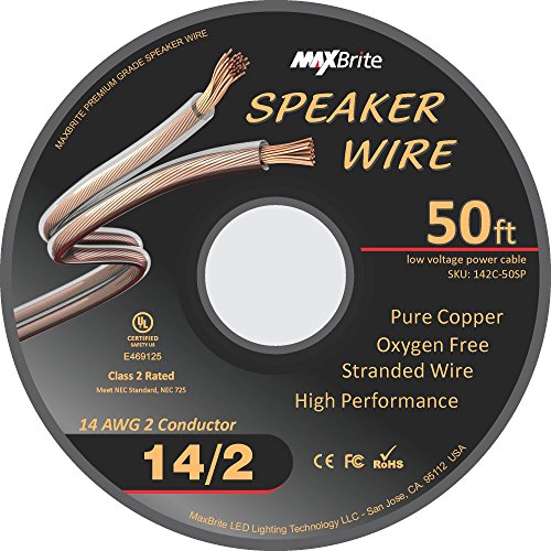 Image of High Performance 14 Gauge Speaker Wire, Oxygen Free Pure Copper - UL Listed Class 2 (50 Feet Spool)