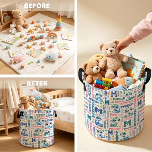 Image of Custom Snake Laundry Hamper, Personalized Laundry Basket with Name, Customized Dirty Clothes Basket for Clothes Toy Bathroom Bedroom Storage,S-16.5 inchX 13.8 inch