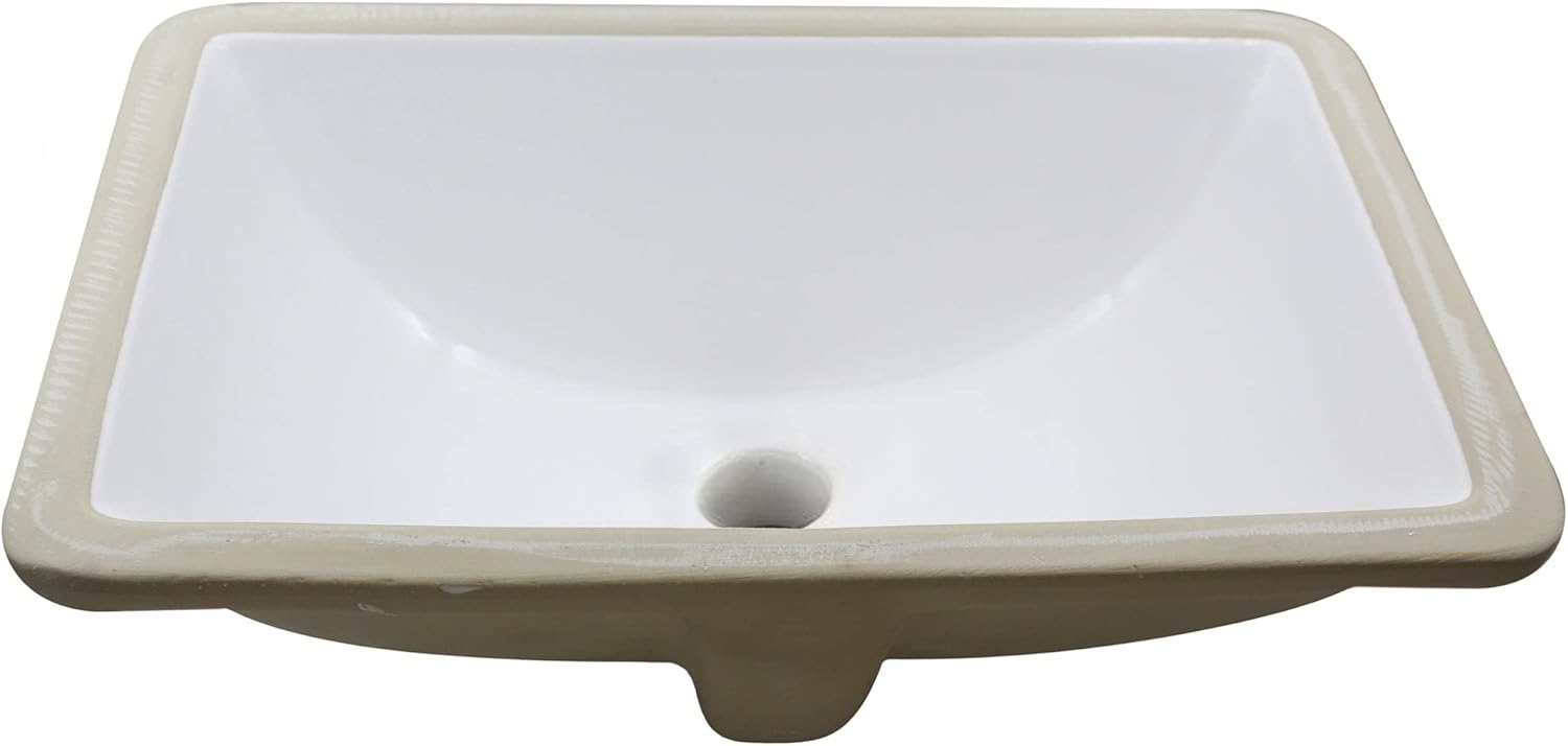 Novatto (NOVB0) Rectangular Undermount White Porcelain Sink with Chrome Drain Set (NP-U193902CH)
