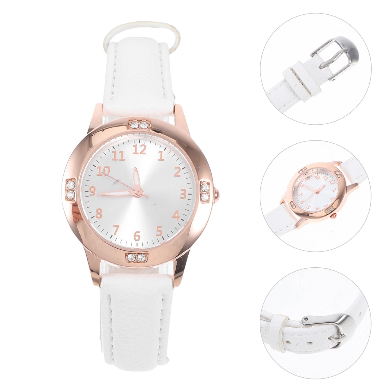 Hemobllo Studenten-Armbanduhr Weiß Frauen Quarz Wasserdicht Uhr Kristall Strass Diamant Armbanduhr Basic Uhr Studenten Armbanduhr
