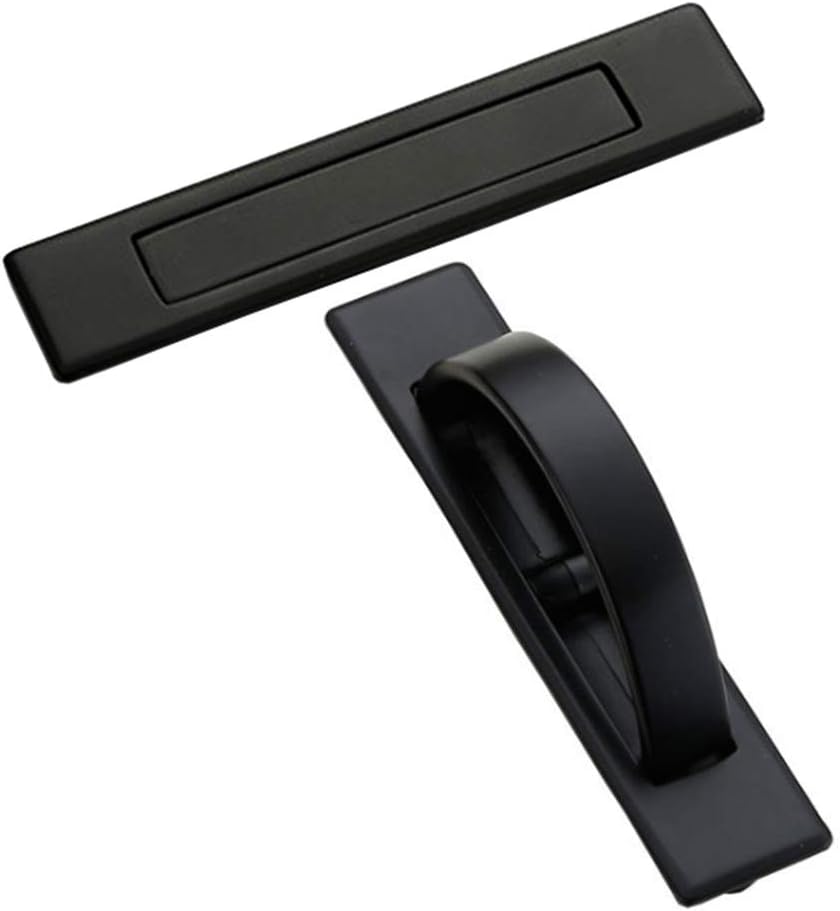 DayCount Pack of 2 Invisible Cabinet Drawer Handle Rotating Zinc Alloy Hidden Grip Pulls Handles Hardware for Cabinet, Wardrobe, Tatami and Drawer (Black)