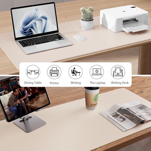 Image of Aothia Large PU Leather Desk Pad Protector - Non-Slip Mouse Pad & Writing Mat for Office /Home, Waterproof, Easy to Clean(48 inch x 17 inch, Eggshell)