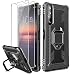 Produktbild Milomdoi [3 Einheits] 1 Hülle +2 Stücks Panzerglas Schutzfolie für Sony Xperia 10 II, [Military Grade Stoßfest] 360°Grad Drehung Fingerring Ständer Sanft TPU Silikon Schutzhülle-Schwarz