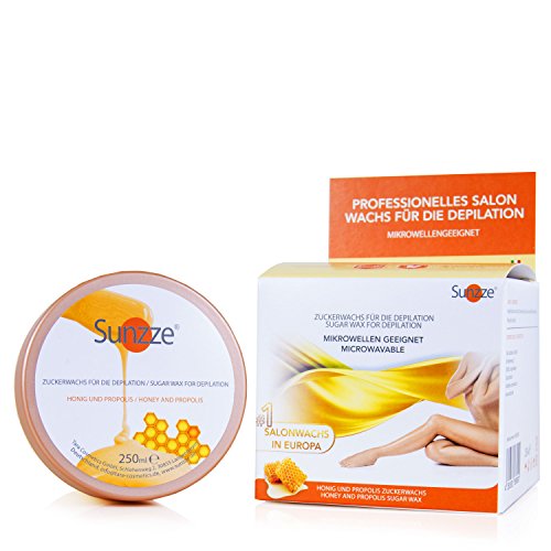 Profi Haarentfernung Waxing Kit Mikrowelle geeignet I Enthaarungsmittel Wachsenthaarung Enthaarungswachs Intimbereich I Sunzze Honig & Propolis 250g
