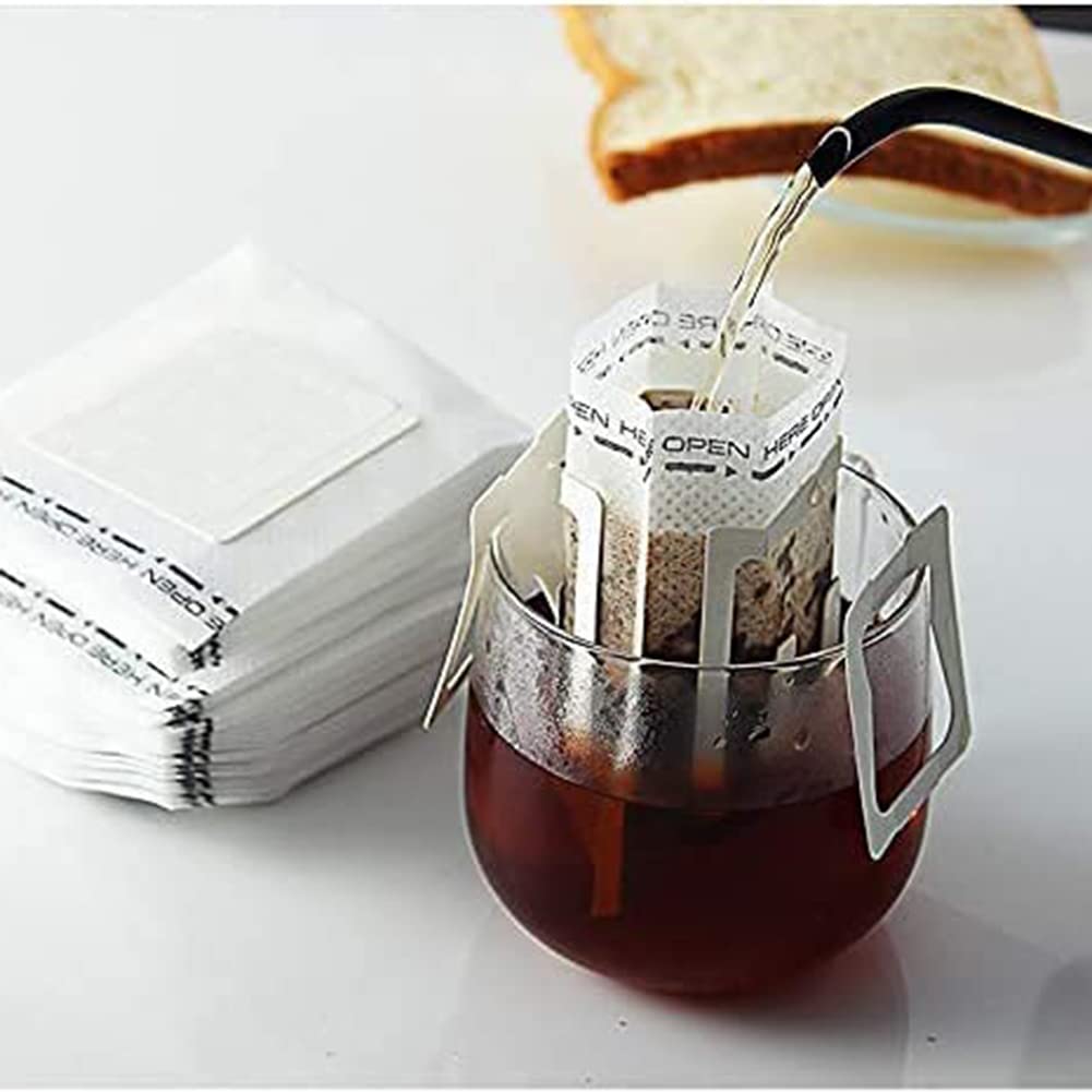 100 stuks draagbare koffiefilters, druppelzakjes, hangende oordruppel-koffiezakjes voor de meeste kopjes, reizen, thuis, kantoor, camping
