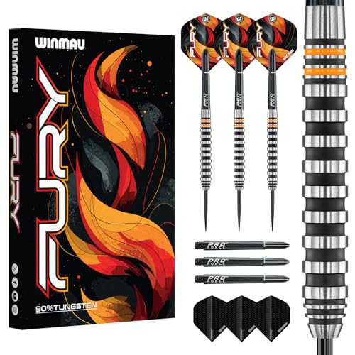 Fléchettes tungstène Winmau Fury avec tiges Vecta pour trajectoire stable