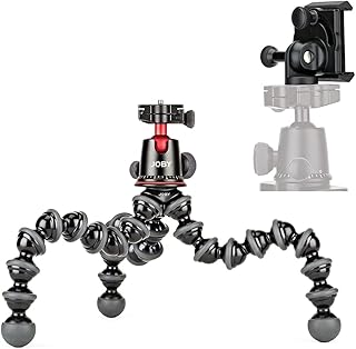 JOBY GorillaPod 5K GripTight Mount PRO Kit, Aluminum Flexible Tripod GorillaPod 5K Stand and BallHead 5K with Locking Phone Mount, Easy Landscape or Portrait Mode, Supports up to 5kg (11lb)