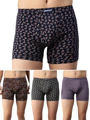 Lux Cozi Men's 100% Cotton Printed Inner Elastic Long Trunk | Pri...