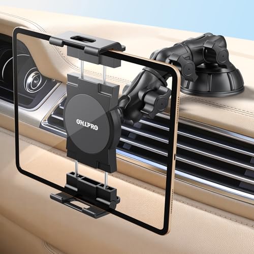 OHLPRO Support Tablette Voiture Camion Tableau de Bord Pare-Brise, Support iPad Voiture Pivotant à 360° avec Bras Long & Ventouse Puissante, Support Tablette...