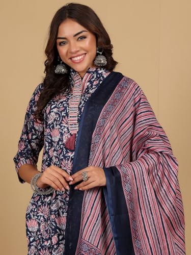 Kurta avec pantalon ample ensemble léger motif floral coton - 6
