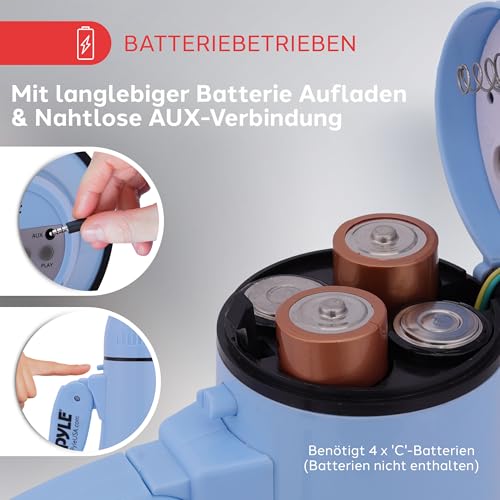 Pyle Megaphon mit Sirene & Mikrofon, Signalhorn 20 Watt mit Lautsprecher, Schultergurt, Aufnahmefunktion & Aux-Anschluss, Mini Megafon Kinder & Erwachsene, Robustes Tröte Faltbar für Indoor & Outdoor