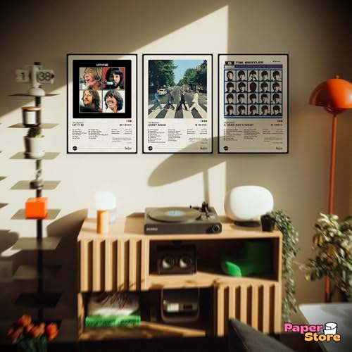 Image of Thepaper9store Pack of 8 - The Beatles Music Album Art Wall Posters (8.4 x 12 Inch) Adhesive Tape Included | Aesthetic Wall Decor for Bedroom, Living Room, Office