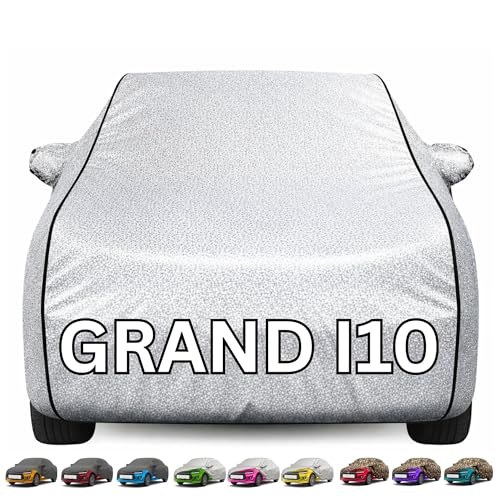 Image of Kayme Premium Silver Grand i10 Car Cover Waterproof for (All Models & Variants - Petrol, Diesel, CNG & EV) |Speacially Custom Fit with Mirror Pockets |All-Weather Protection - Outdoor Car Body Cover