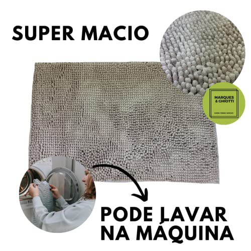 Tapete De Banheiro Antiderrapante Bolinha Microfibra 70x50 cm Cor:Bege