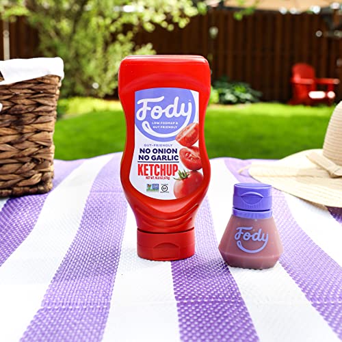 Fody Foods Vegan Tomato Ketchup | Low FODMAP Certified | Gut Friendly No Onion No Garlic | IBS Friendly Condiment | Squeeze Bottle | All Natural Gluten Free Non GMO | 16.8oz
