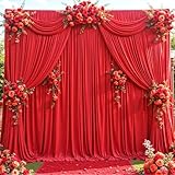 20ft x 15ft Red Wrinkle Free Backdrop Curtains for Wedding Party Backdrops Curtain Drapes Fabric Decorations Photo Back Drop Cloth for Baby Shower Photography Stage Reception