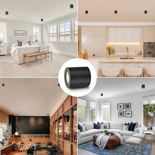 YindaLux 4 × czarne reflektory sufitowe - płaski reflektor obrotowy 30° - z gniazdem GU10-230 V LED reflektor sufitowy, aluminiowy okrągły reflektor sufitowy, bez lampy GU10