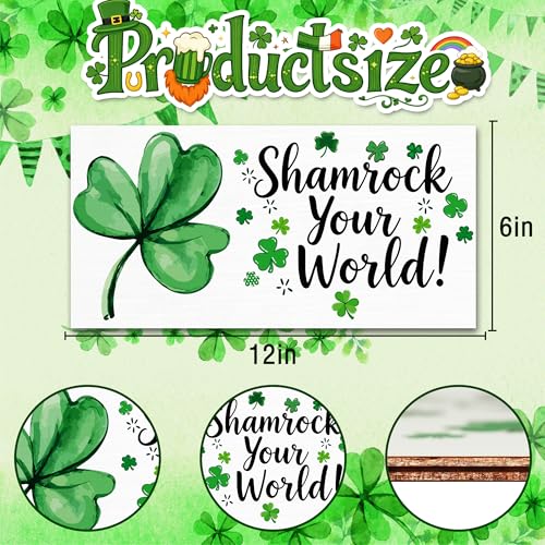 Image of OHOME St Patricks Day Decorations - Hanging Wooden Sign for Wall Home Door Birthday | Shamrock Decorations Wood Wreaths Irish St Patty's Day Accessories Party Favors - St. Patrick's Day Decor