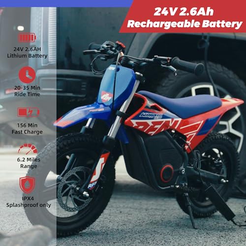 Image of RFN SX-E150 24V Electric Bike, 200W Electric Motorcycle 8 mph Max Speed & 6.2 Mile Range, 2-Speed Off-Road Bike for Kids Ages 3-6