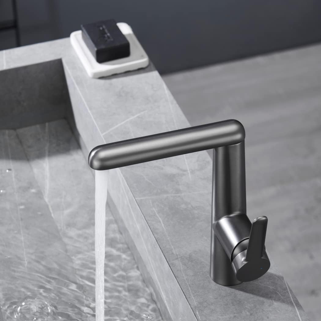 バスルームシンク用蛇口 引き出し式スプレー付き バスルーム用蛇口 シングルハンドル シングルホール ベッセルシンク用蛇口 真鍮製洗面