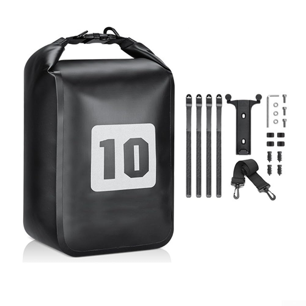 Zoegneer Sac de fourche avant de vélo entièrement étanche 10 L - Sac avant amovible - Sac de voyage longue distance - 19 x 10 x 9,2 cm - Noir