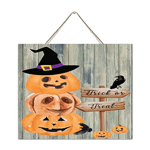 Plaque en bois Halloween avec citation décorative citrouille