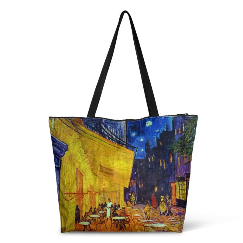 Image of Art Lover Zippered Tote Bag Waterproof Large Work Tote Bags, Artwork Women's Purse Handbags Travel Totes