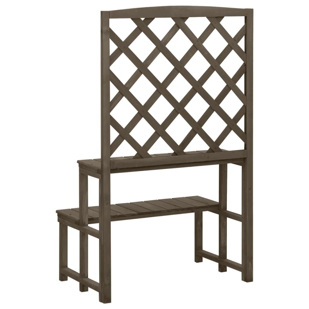 Escalera de madera maciza de abeto con enrejado, gris, 70 x 42 x 115 cm, estantería para plantas exteriores con dos estantes a diferentes alturas, ideal para plantas trepadoras para