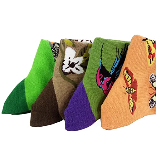 Image of HSELL Womens Novelty Socks with Colorful Flower Design Fancy Gift for Mom Lady Breathable Cotton Socks for Daily Wear