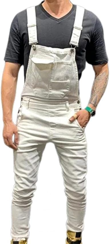 Amazon.com: Mono de mezclilla para hombre, de tiro medio, tipo cargo, para  primavera, otoño, mono de peto y pantalones de peto : Ropa, Zapatos y  Joyería