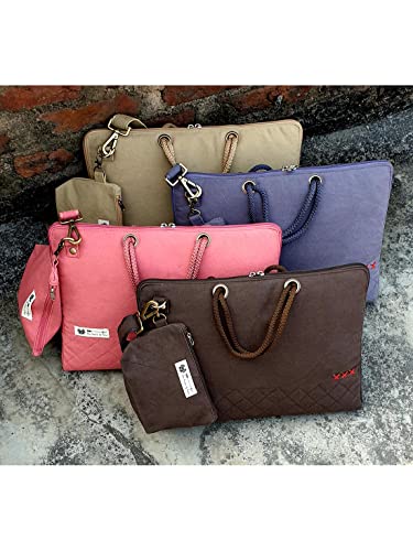 Image of The House of Tara Unisex Messenger Bags | Flax Yellow Laptop Messenger Bag made with Canvas | Fits upto 15.6 Inches Laptop /MacBook | Comes with Detachable Zip Pouch | Crossbody Sling Bag For Men Women