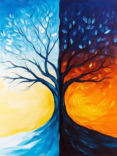 Peinture par numéro arbre abstrait le cadeau idéal pour amateurs de loisirs créatifs 40x50cm