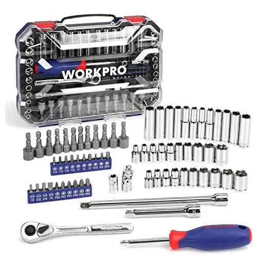 WORKPRO 70-Piece 1/4" Drive Socket Set with Quick-Release Ratchet, Metric and SAE for Auto Repairing & Household, W003068A