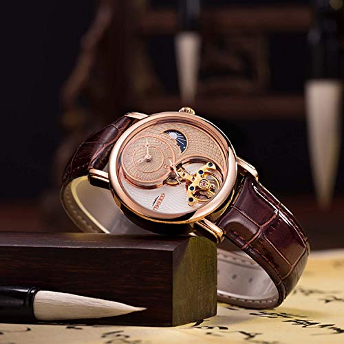 Image of TIME100 Tai Chi Dial Flywheel Moon Phase Hollow Automatic Watch for Men and Women