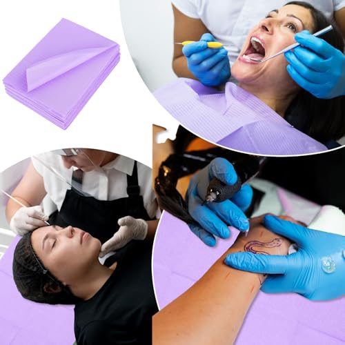 cobee 20 peças de tapetes de unhas descartáveis, tecido roxo impermeável para manicure, almofadas de