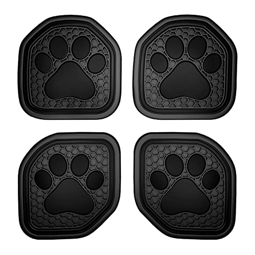 Asgohme Cup Holder Inserts Coaster Fits 2018-2023 Wrangler JL JLU 2020-2023 Gladiator JT, Cup Mat Pad Upgraded Anti-Dust Interior Accessories, 4-pc Set (Black Dog Paw)