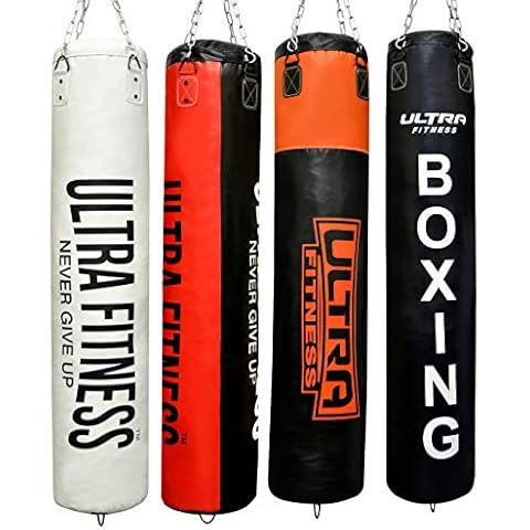 ULTRA FITNESS Heavy Filled 3ft, 4ft, 5ft Boxing Punch Bags MMA Training with Chain (Black and Red, 3ft) Cover
