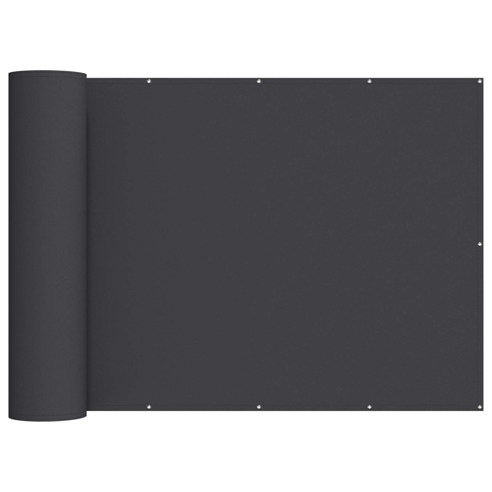 Vidaxl Black Balcony Privacy Screen 1.2 X 15 M Fabric With Pu Coating Privacy Screen With Aluminium Eyelets And Rope, Weather Resistant For Outdoor Use, Easy To Install Cover