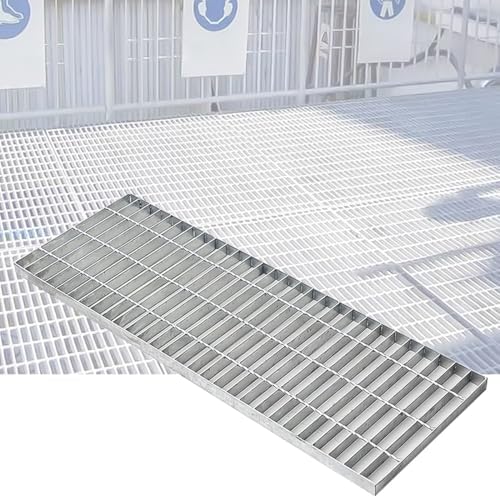 19.7"x9.8"x1.2" Galvanized Steel Drain Grate - Heavy Duty Outdoor Metal Sewer Cover, Durable Deck Drainage System for Driveway, Concrete, Yard, Easy Installation