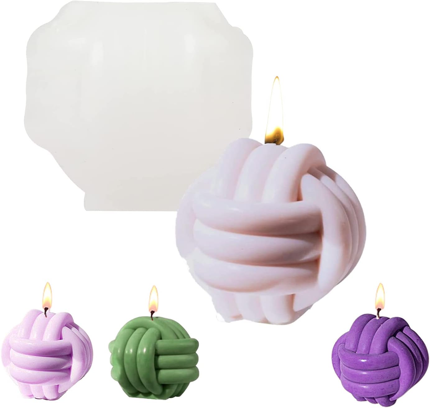 ORNOOU 3D Yarn Ball Candle Silicone Mold Round Yarn Ball Wax Mold Soft Silicone Gypsum Mold for DIY Crafts Beeswax Aromatherapy Soap