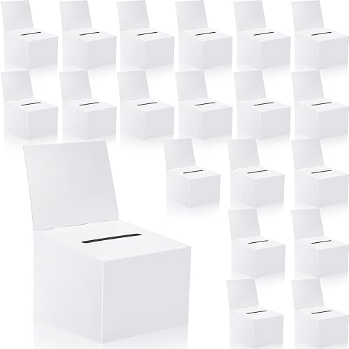 20 cajas para rifas, urnas de donación para recaudación de fondos, caja de cartón de 6.5 x 4.5 x 4.5 pulgadas con ranura para boletos y cabecera