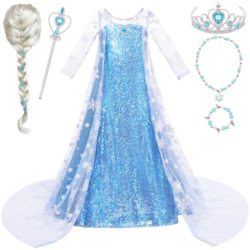 Disfraz completo de princesa para niñas con peluca y capa miniatura 1