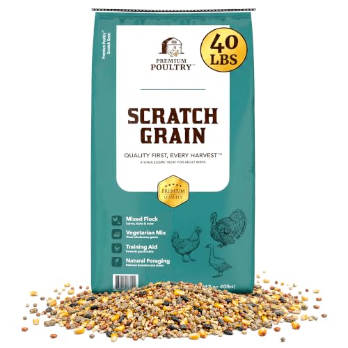 Premium Poultry Chicken Scratch Grain for Chickens Ducks & Turkeys Natural 3-Grain Scratch Feed Treat Made in USA Foraging & Energy Support 40 lbs