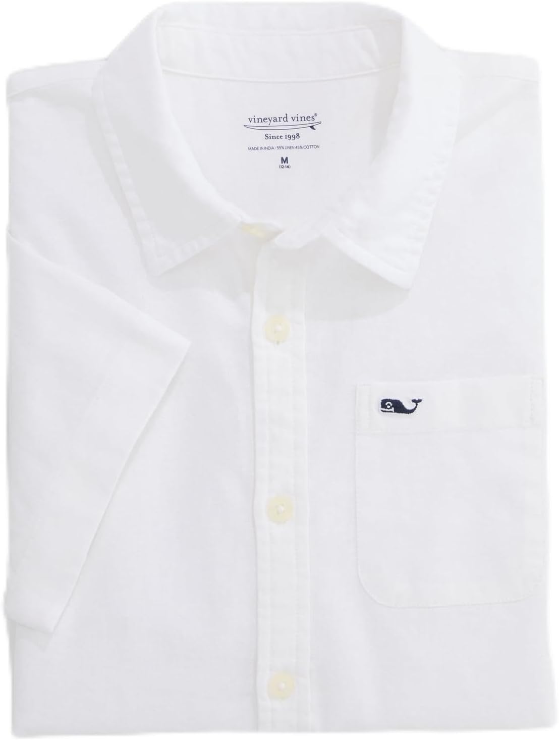 Vineyard Vines Boys' Boys' Surfside Solid Cotton Linen Short Sleeve Shirt