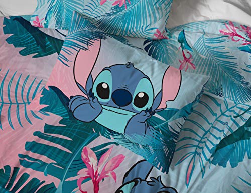 Image of Jay Franco Kids Sheet Set with Fitted, Flat Sheets & Pillow Cover - Ultra-Soft Bedding with Pillowcase for Room Decor, Teal - Lilo & Stitch, 4 Piece Full