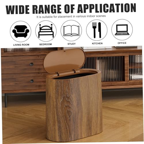 Bote de basura con tapa plástico impermeable de diseño mármol elegante para baño estrecho 5