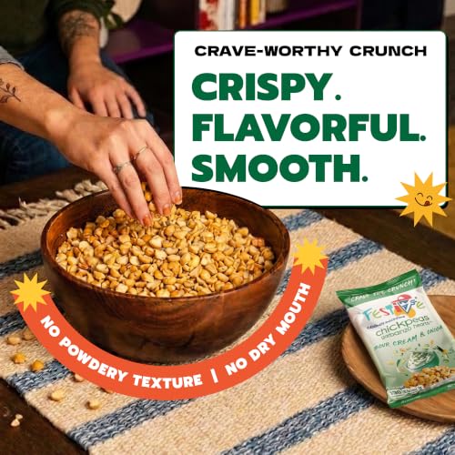 Image of Festive Chickpea Hearts - Crunchy Sour Cream & Onion Garbanzo Beans - Husk-Free Roasted Chickpea Snacks - Vegan Snacks with 5g Protein Per Serving Halal, Gluten Free, Dairy Free - 1oz 12 Pack